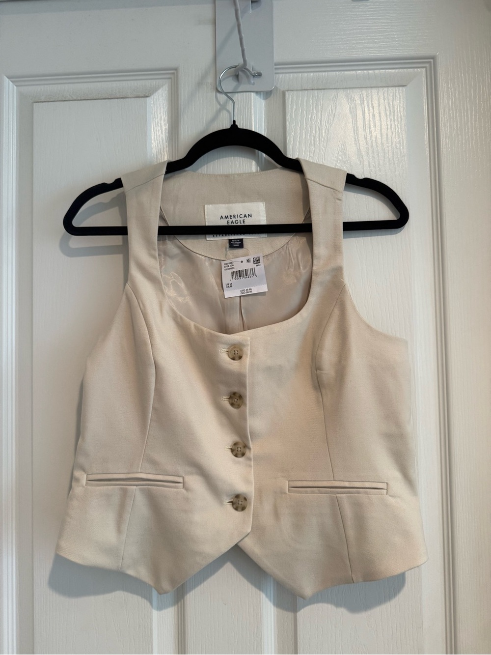 American Eagle Off-White Button-Front Vest